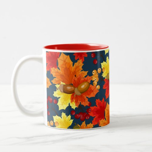 Autumn Acorns And Oak Tree Leaves Two_Tone Coffee Mug