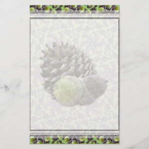 Autumn Acorns and Pine Cones Lg Any Color Stationa Stationery