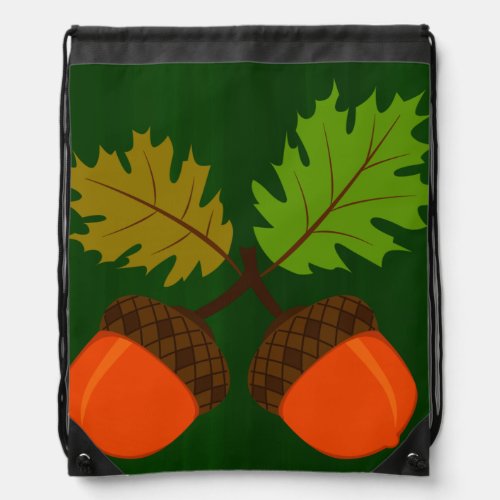 Autumn Acorns Drawstring Bag