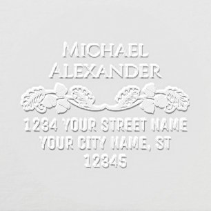 Autumn Acorns Foliage Name Return Address W.1#2 Embosser