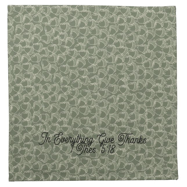 Autumn Acorns in Olive Cloth Napkin (Front)