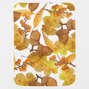 Autumn Acorns: Watercolor Thanksgiving Design Baby Blanket