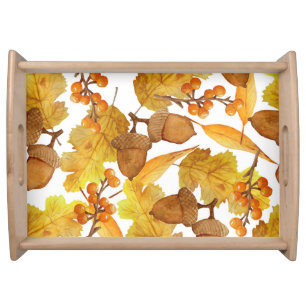 Autumn Acorns: Watercolor Thanksgiving Design Serving Tray