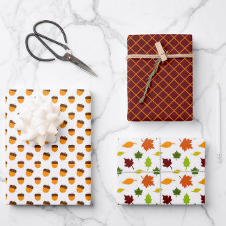 Autumn Acorns Wrapping Paper Sheets