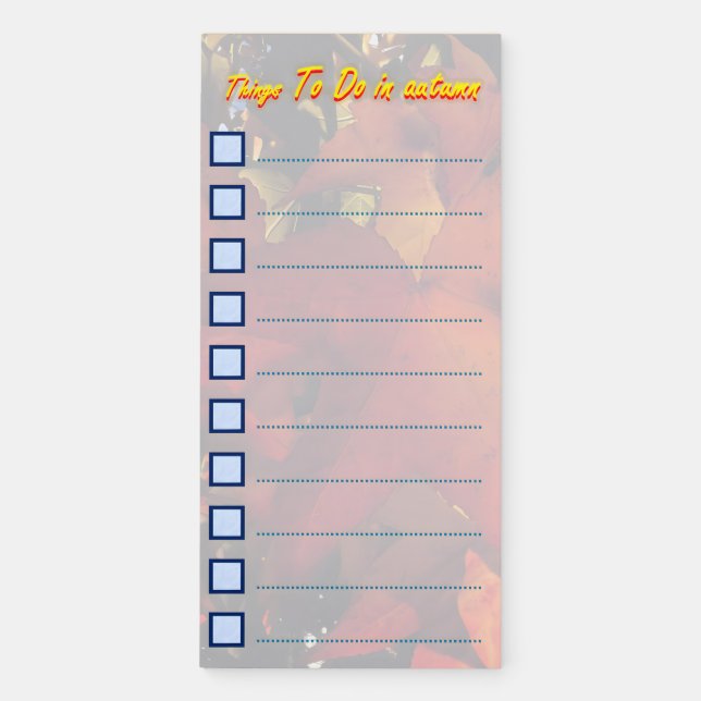 Autumn Activities Checklist Magnetic Notepad (Front)
