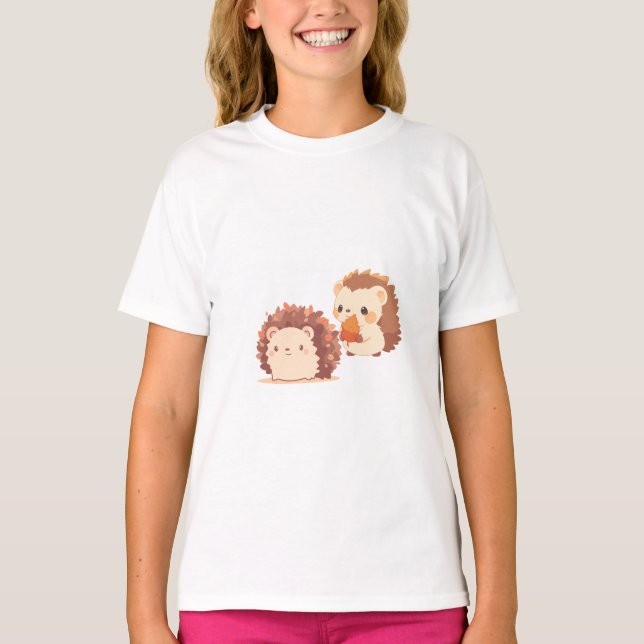 Autumn Aesthetic Shirt | Cute Hedgehog & Pumpkin T (Front)