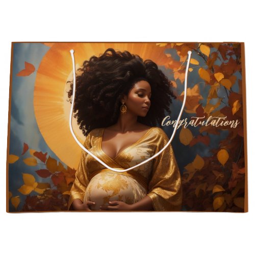 Autumn Afro Centric Mother to Be Pregnancy  Large Gift Bag