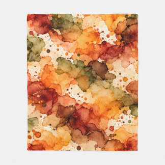 Autumn Alcohol Ink Abstract Pattern in Orange, Rus Fleece Blanket