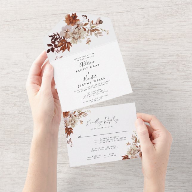 Autumn All In One Wedding Invitation  (Tearaway)