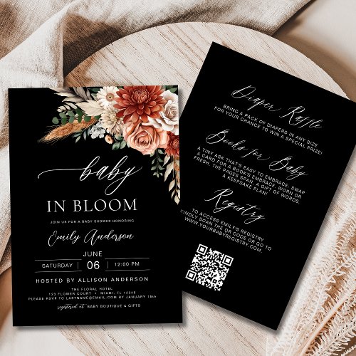 Fall Wildflower Floral or wildflower baby shower invitation