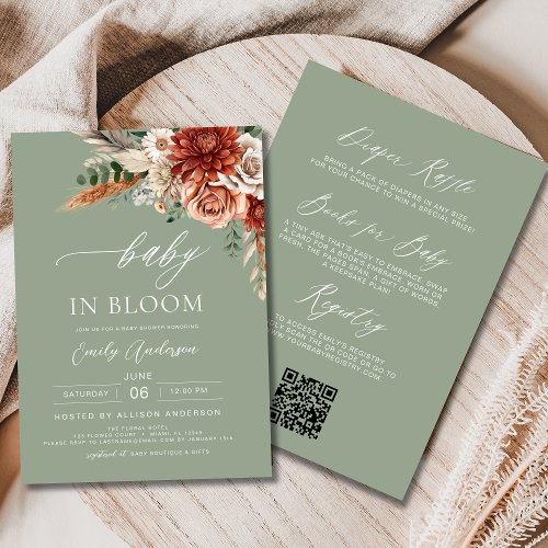 Fall Wildflower Floral or wildflower baby shower invitation