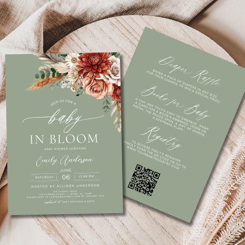Fall Wildflower Floral or wildflower baby shower invitation