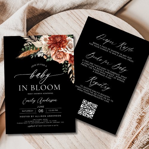 Fall Wildflower Floral or wildflower baby shower invitation