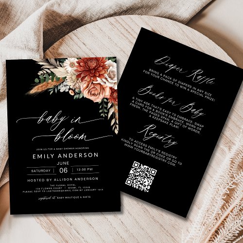 Fall Wildflower Floral or wildflower baby shower invitation