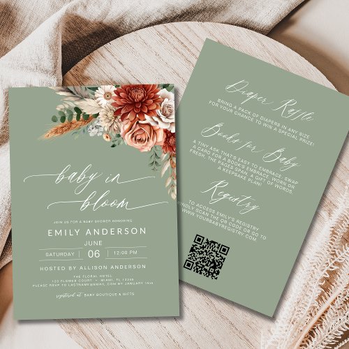 Fall Wildflower Floral or wildflower baby shower invitation