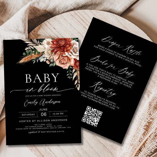 Fall Wildflower Floral or wildflower baby shower invitation