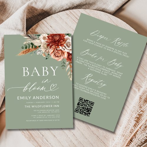 Fall Wildflower Floral or wildflower baby shower invitation