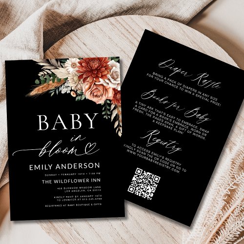 Fall Wildflower Floral or wildflower baby shower invitation