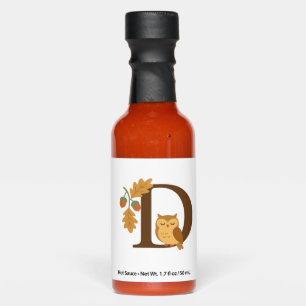 Autumn Alphabet Monogram Letter D – Owl with Oak L Hot Sauces