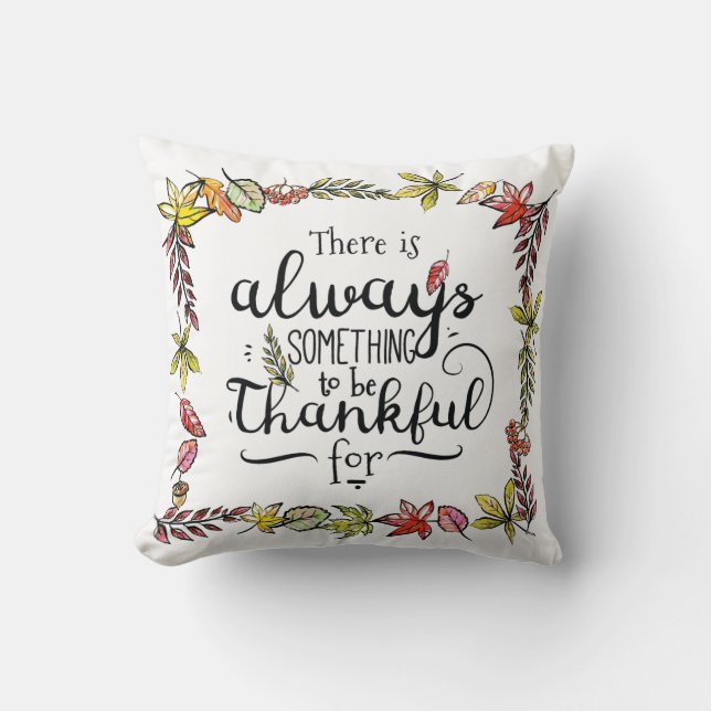 Autumn Always Thankful Decorative Throw Pillow (Front)