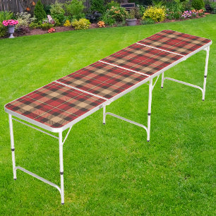 Autumn Amber Plaid Beer Pong Table