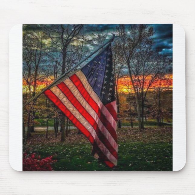 Autumn American Flag  #USAPatriotGraphics  © Mouse Pad (Front)