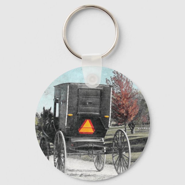 Autumn Amish Buggy Keychain (Front)