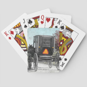 Autumn Amish Buggy Poker Cards