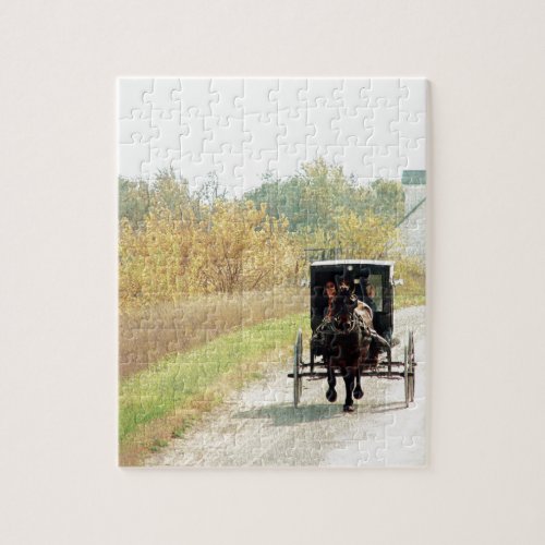 Autumn Amish Horse and Buggy Jigsaw Puzzle