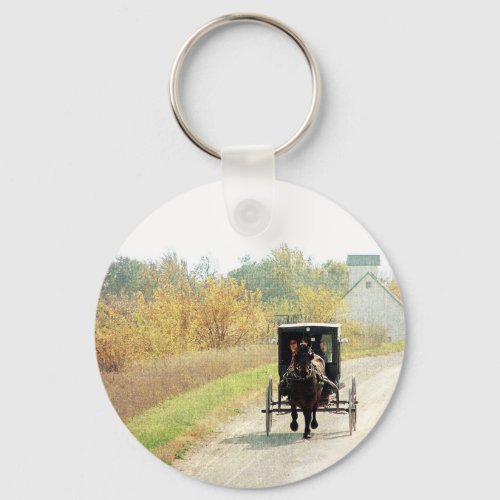Autumn Amish Horse and Buggy Keychain