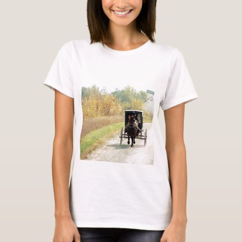 Autumn Amish Horse and Buggy T_Shirt