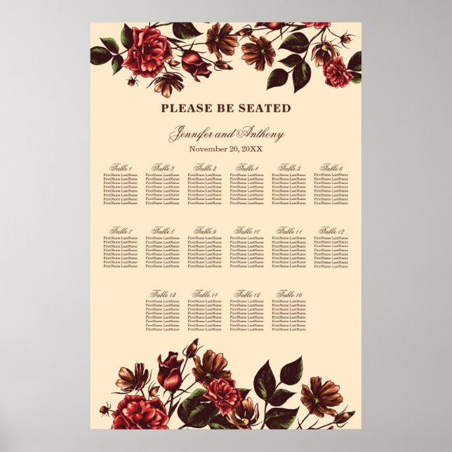 Autumn and Fall Floral Seating Chart (Front)