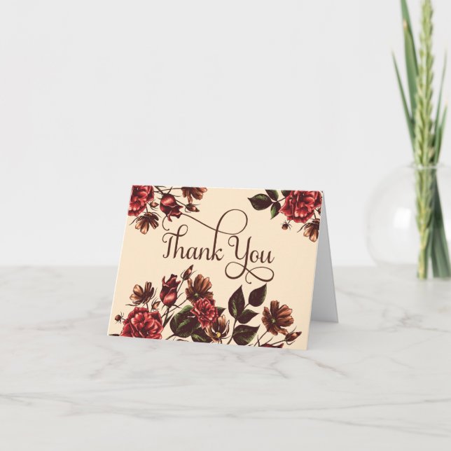 Autumn and Fall Floral Thank You Card (Front)