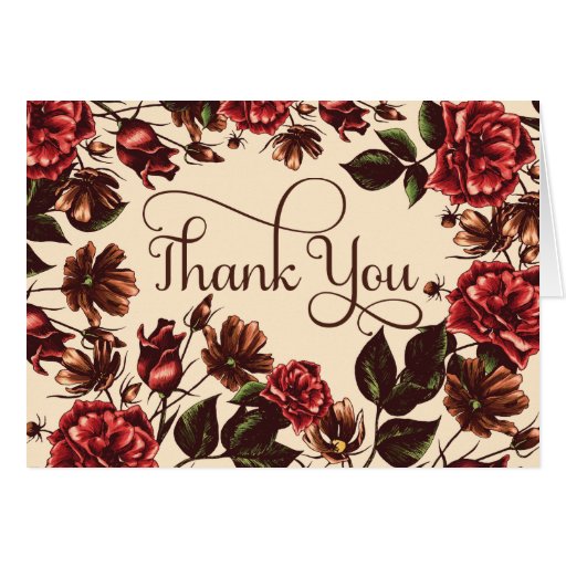 Autumn and Fall Floral Thank You Card | Zazzle