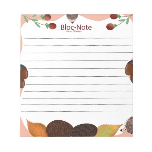 Autumn and Hedgehog Notepad