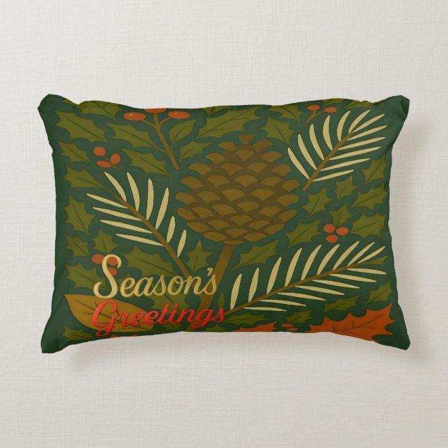 Autumn and Winter Holidays Season's Greetings Accent Pillow (Front)