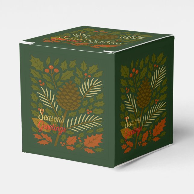 Autumn and Winter Holidays Season's Greetings Favor Boxes (Front Side)