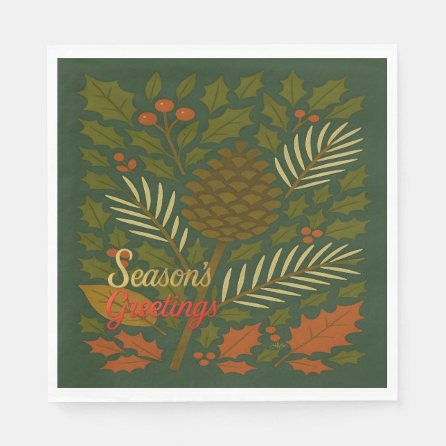 Autumn and Winter Holidays Season's Greetings Napkins (Front)