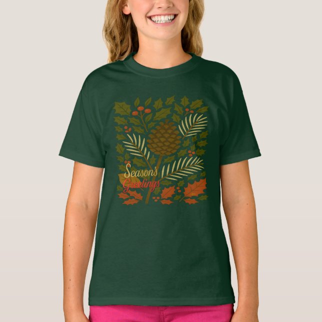 Autumn and Winter Holidays Season's Greetings T-Shirt (Front)