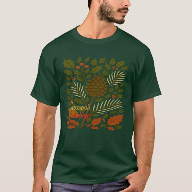 Autumn and Winter Holidays Season's Greetings T-Shirt (Front)
