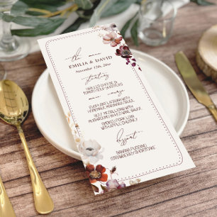 Autumn Anemone Hand Drawn Border Wedding Menu