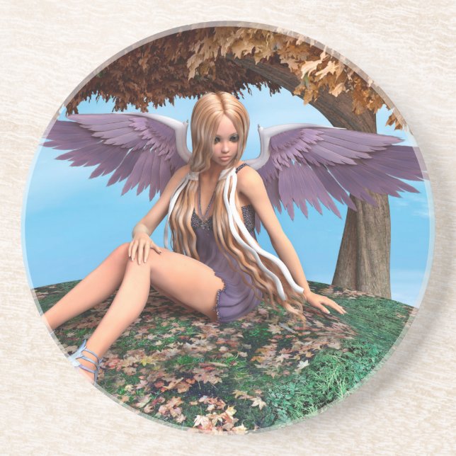 Autumn Angel Sandstone Coaster (Front)