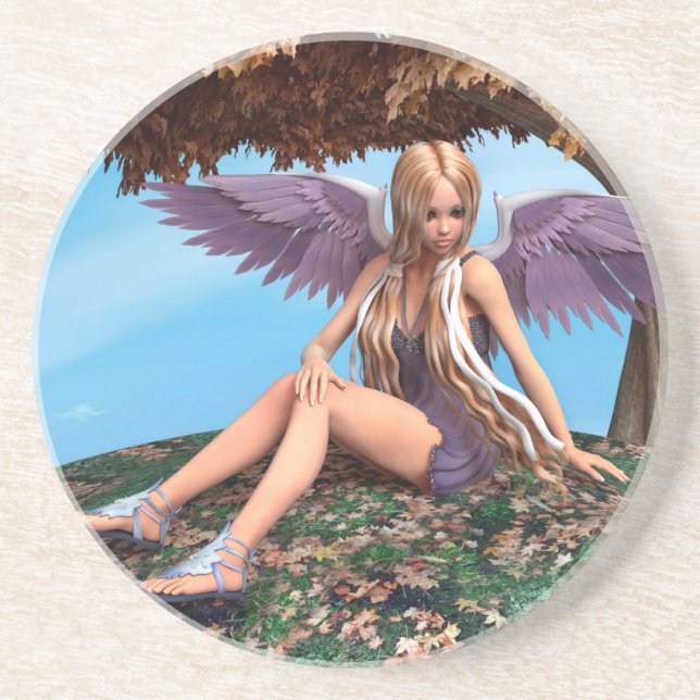 Autumn Angel Sandstone Coaster (Front)