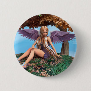 Autumn Angel Woodland Fantasy Art Button