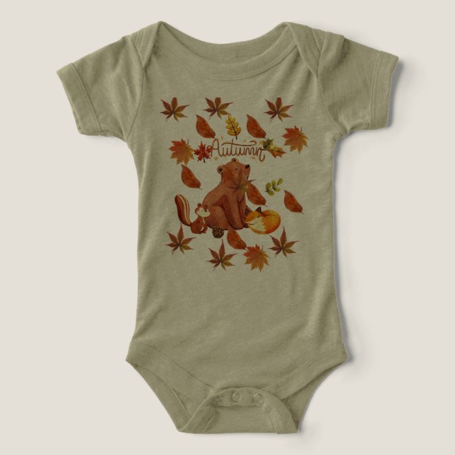 Autumn animals baby bodysuit  (Design Front)