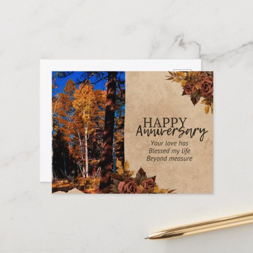 Autumn Anniversary Wishes Nature Theme Postcard