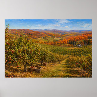 Autumn Apple Orchard Landscape Poster