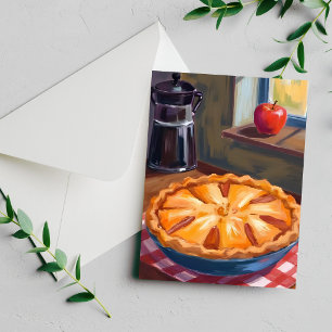 Autumn Apple Pie Thanksgiving Watercolor Holiday Card
