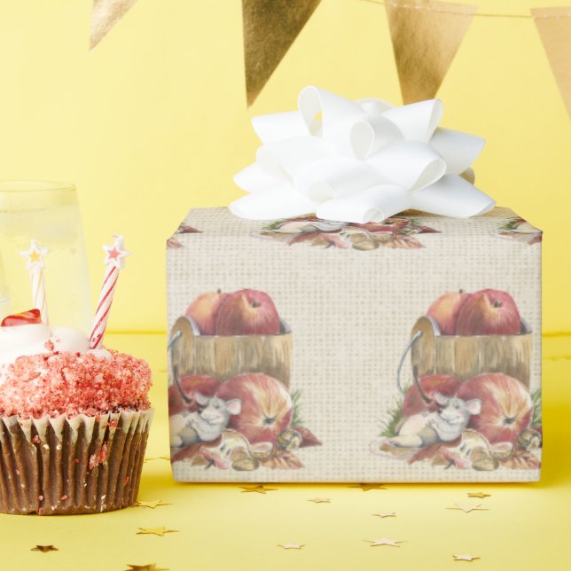 Autumn Apples and Mice Wrapping Paper (Birthday Party)