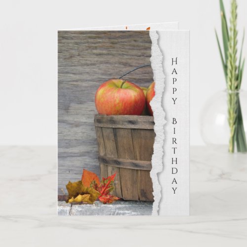 Autumn Apples In Basket Birthday Card